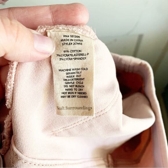 Soft Surroundings Pink Blush Pull On Raw Hem Jeggings Stretch Jeans Size Small S - Picture 11 of 16